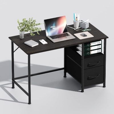 Picture of Furnix Contemporary Wooden Computer Desk with 2 Drawers by Furnix – Modern Office Furniture for Home Office & Living Room