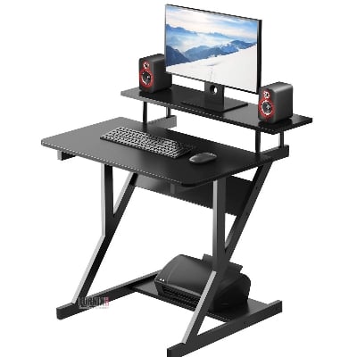 Picture of Furnix Industrial Computer Desk with Monitor Stand – Compact Home Office Desk for Small Spaces by Furnix Home Decor & Furniture