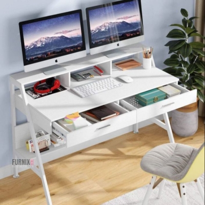 Picture of Furnix Compact Table Computer Desk Laptop Table with Metal Legs & Engineered Wood Surface – Functional Desk for Office or Bedroom by FurnixBD
