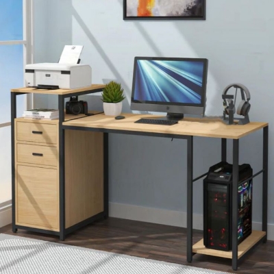 Picture of Furnix Industrial Style Computer Table Desk with Metal and Engineered Wood – Rustic Modern Desk for Home or Office by FurnixBD