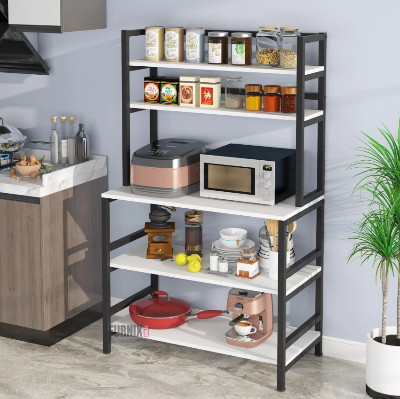 Picture of Furnix Furnix 5-Layer Open Shelf Storage Rack with 60/30 Inches Dimensions, Featuring a Sturdy Metal Base - Ideal for Multipurpose Use in Office, Home, Kitchen