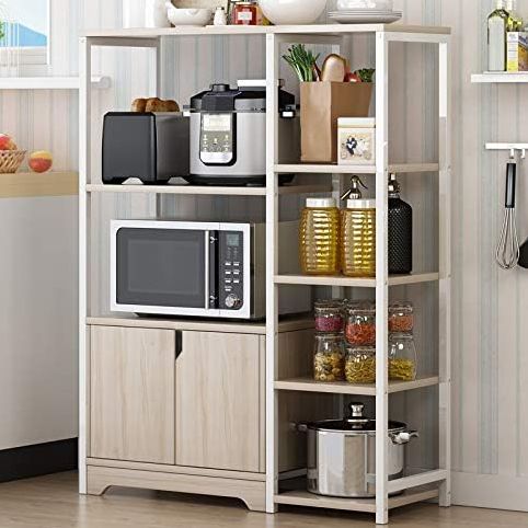 Picture of Furnix Furnix 5-Tier Microwave Oven Stand with Storage Cabinet, Kitchen Shelf, and Multi-Functional Rack for Spices, Utensils, Vegetables, and Fruits