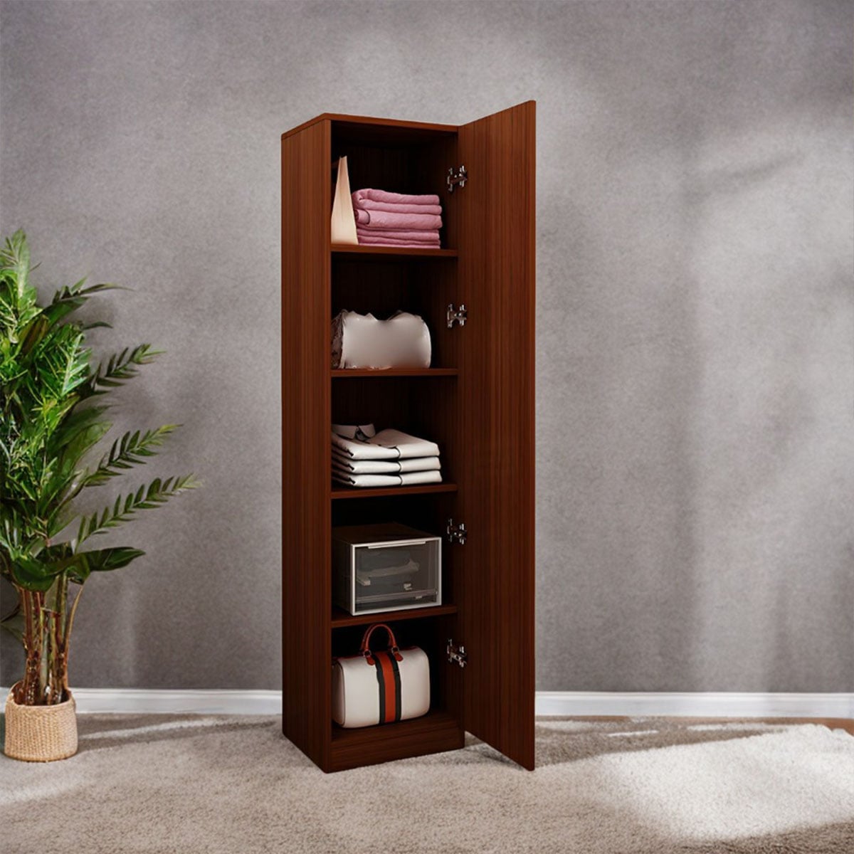 Picture of Furnix Sleek Single-Part Almirah Cupboard 1 Door 2 Drawer Almari Cabinet with Modern Design by Furnix Home Decor & Furniture