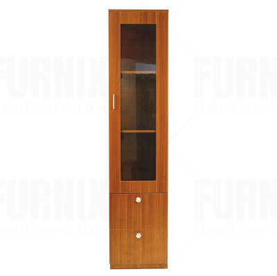Picture of Furnix Furnix Multipurpose Bookshelf with Glass Door Showcase – Engineered Wood Storage Cabinet for Bedroom, Living Room, Study & Office Organizer