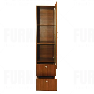 Picture of Furnix Furnix Multipurpose Bookshelf with Glass Door Showcase – Engineered Wood Storage Cabinet for Bedroom, Living Room, Study & Office Organizer