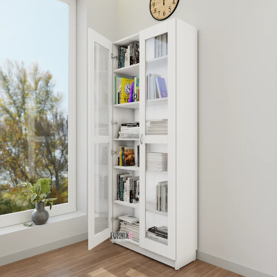 Picture of Furnix Furnix Glass Door Self-Standing Bookshelf – Modern Display Shelving Unit