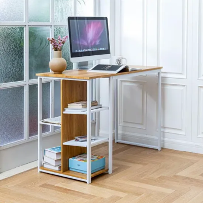 Picture of Furnix Metal Frame Multipurpose Work Desk with Zigzag Shelving – Reading & Writing Table for Home and Office by Furnix