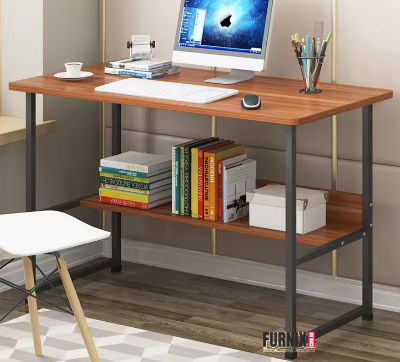 Picture of Furnix Furnix Modern Computer Study Desk with 2-Tier Storage Shelf – Compact Home Office & Student Writing Table