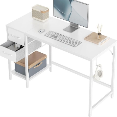 Picture of Furnix Metal Frame Computer Desk – Working Table with 2 Drawers & 1 Shelf for Home Office Furnix