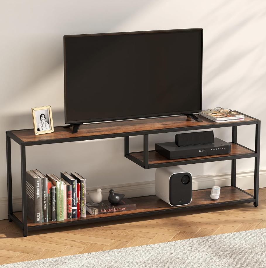 Picture of Furnix Modern TV Stand Cabinet with Storage Shelves – Stylish TV Trolley Console Table with Metal Frame for Living Room & Bedroom by Furnix
