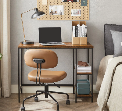 Picture of Furnix Metal Frame Rectangular Computer Desk with 2 Built-in Storage Shelves – Sturdy Engineered Wood Top for Home Office, Study & Workstation by Furnix
