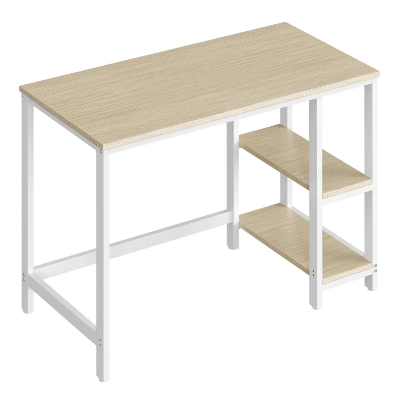 Picture of Furnix Metal Frame Rectangular Computer Desk with 2 Built-in Storage Shelves – Sturdy Engineered Wood Top for Home Office, Study & Workstation by Furnix