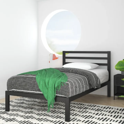 Picture of Furnix Minimalist Metal Bed with Slatted Headboard – Durable Platform Bed Frame for Modern Bedrooms By Furnix.com.bd