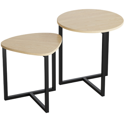 Picture of Furnix Furnix Set of 2 Round Triangular Nesting Side Tables – Modern Coffee & End Table Set