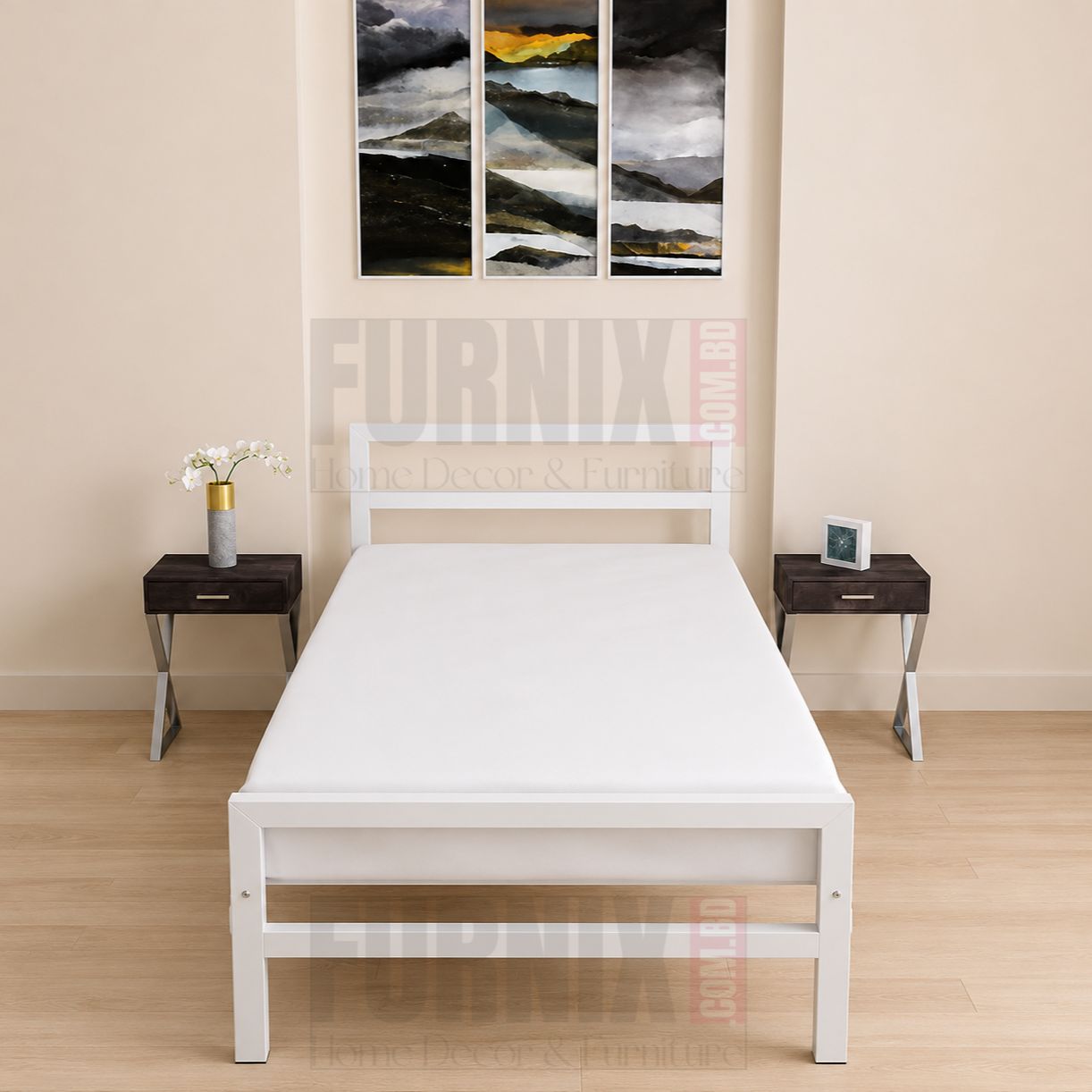 Picture of Furnix Single Metal Divan Bed 36x72 Inch Heavy Duty Steel Frame Strong and Durable Bedroom Furniture by Furnix