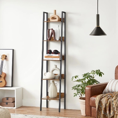 Picture of Furnix Freestanding 5-Tier Ladder Bookcase – Modern Open Shelf Storage Rack for Living Room, Bedroom & Office by Furnix
