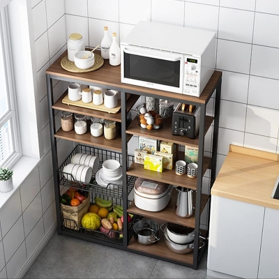 Picture of Furnix 5-Tier Furnix Kitchen Organizer Rack – Multi-Functional Baker’s Rack with 2 Wire Baskets & Open Shelves