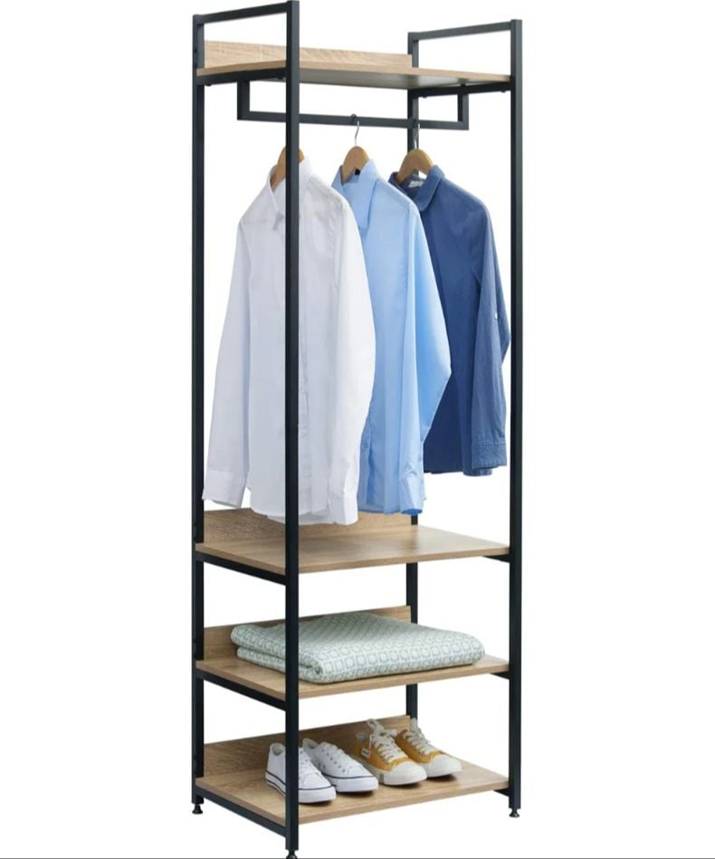 Picture of Furnix 3-Tier Heavy-Duty Clothes Rail – Engineered Wood & Metal Garment Organizer Rack (Alna Style) by Furnix.com.bd