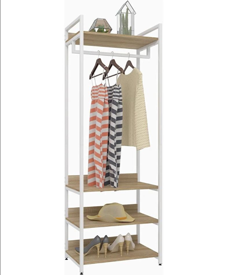 Picture of Furnix 3-Tier Heavy-Duty Clothes Rail – Engineered Wood & Metal Garment Organizer Rack (Alna Style) by Furnix.com.bd