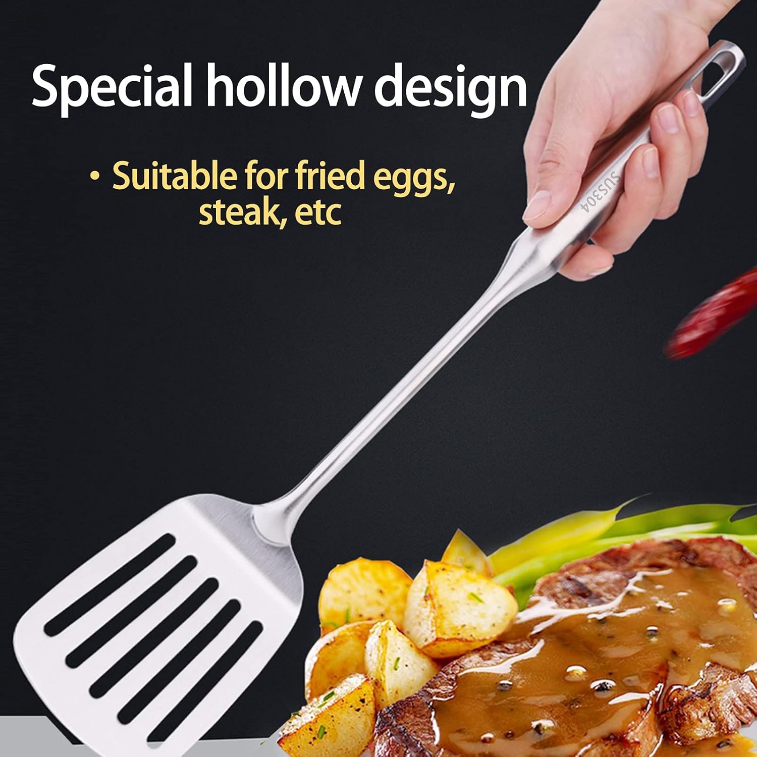 Picture of SKB Stainless Steel Slotted Spatula Turner 39CM – S302