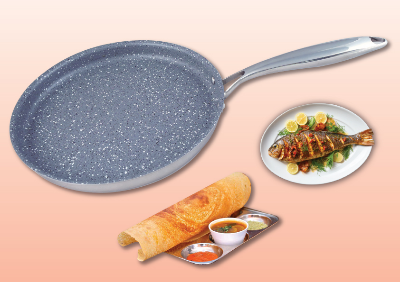 Picture of SKB Stainless Steel Non-Stick Ruti Tawa 3-Ply with Marble Coating 26CM