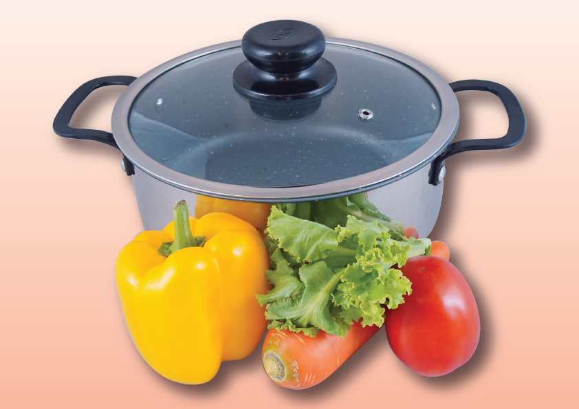 Picture of SKB Stainless Steel Non-Stick Casserole with Glass Lid & Marble Coating 24CM