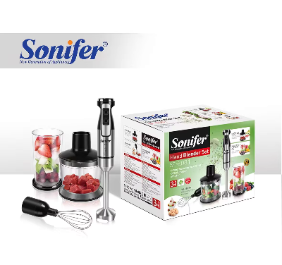 Picture of Sonifer SF-8081 professional home stainless steel fast electric 3 in 1 multifunction chopper whisk immersion hand blender set - 