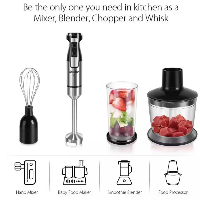 Picture of Sonifer SF-8081 professional home stainless steel fast electric 3 in 1 multifunction chopper whisk immersion hand blender set - 