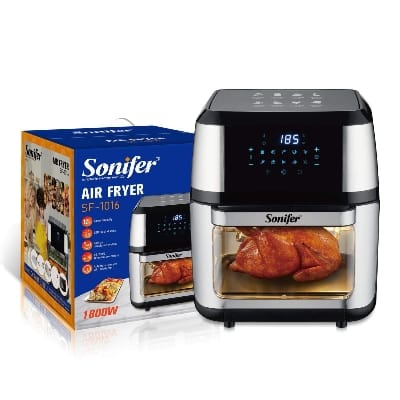 Picture of Sonifer SF-1016 new 2022 kitchen 1800W large capacity multifunctional automatic electric digital touch screen 12l air fryer - Black