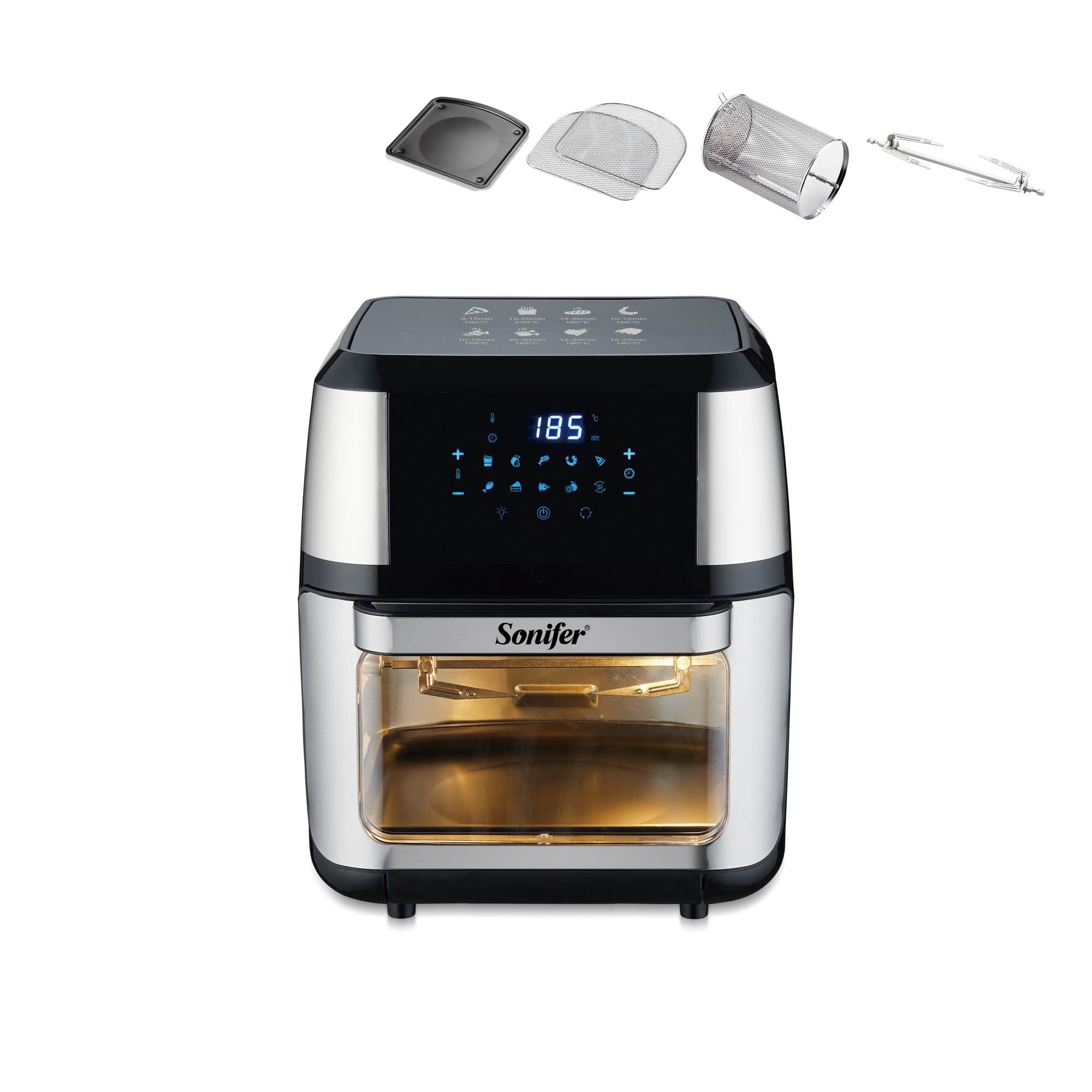 Picture of Sonifer SF-1016 new 2022 kitchen 1800W large capacity multifunctional automatic electric digital touch screen 12l air fryer - Black