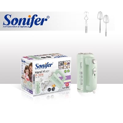 Picture of Sonifer SF-7034 wholesale kitchen Egg Beater small affordable plastic hand held electric food cake mixer - Light green