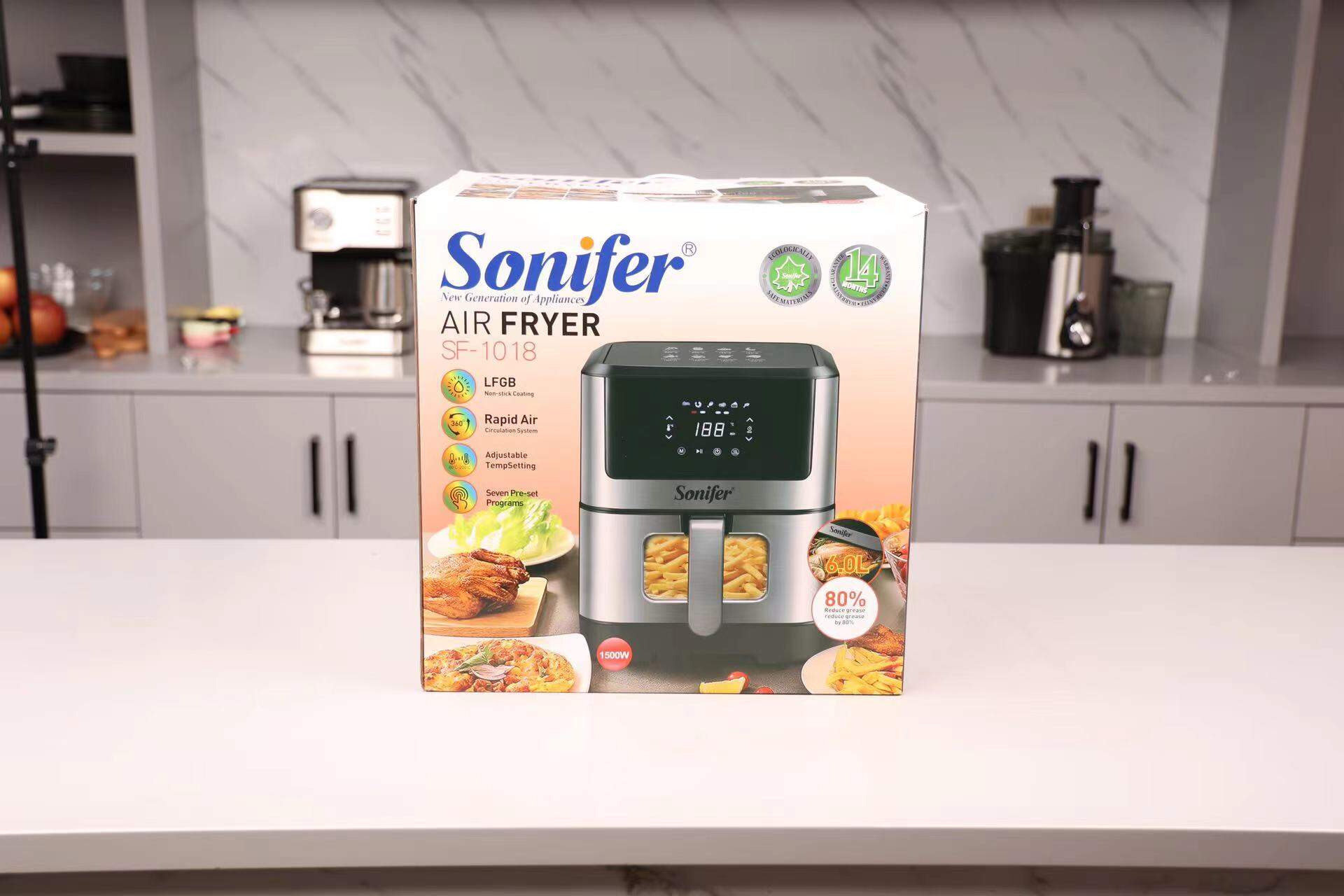 Picture of Sonifer SF-1018 new kitchen high quality 1500W with visual window digital led display electric air fryer 6 litres - Multicolor