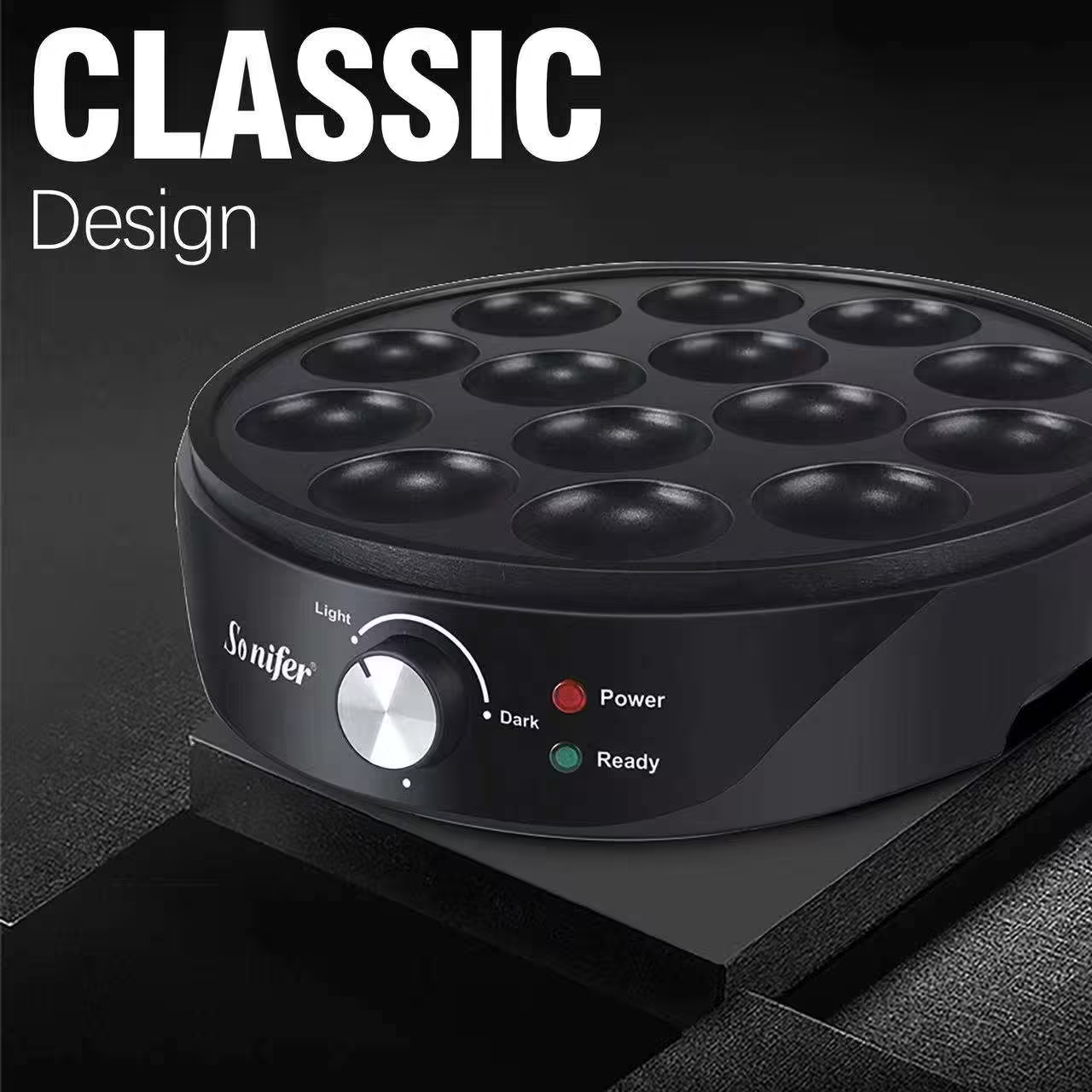 Picture of Sonifer SF-6071 hot sale professional kitchen 220v non stick hot plate round automatic electric mini pancake maker - 