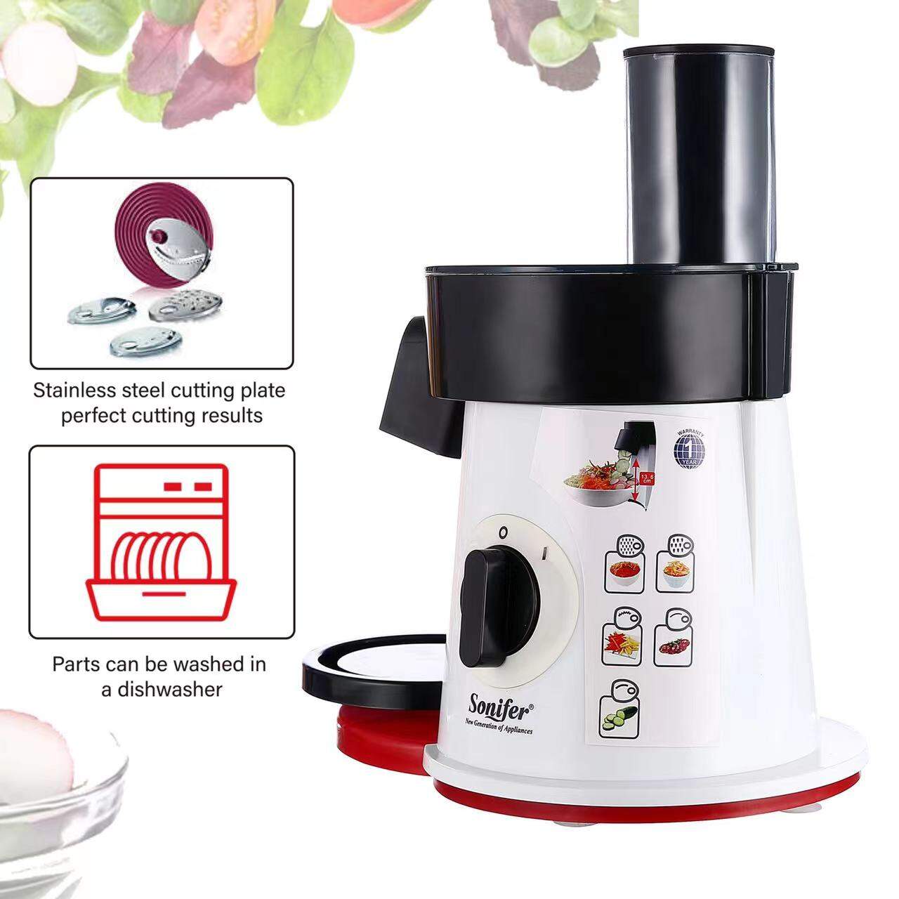 Picture of Sonifer SF-5505 home use 220V multifunction slicing shredding disc electric vegetable shredder salad maker kitchen - 