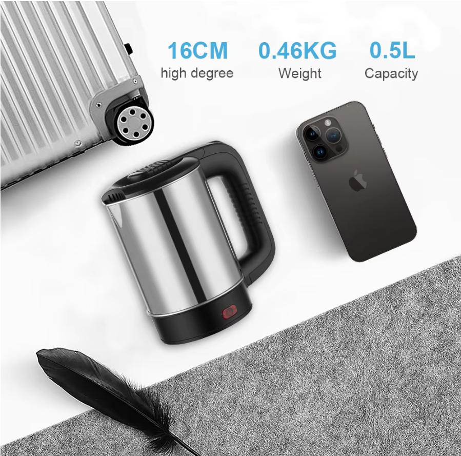 Picture of Sonifer SF-2099 household portable with 2 cups personal mini stainless steel travel electric kettle 0.5l - Silver