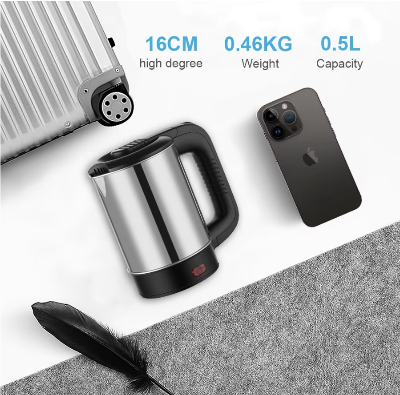 Picture of Sonifer SF-2099 household portable with 2 cups personal mini stainless steel travel electric kettle 0.5l - Silver