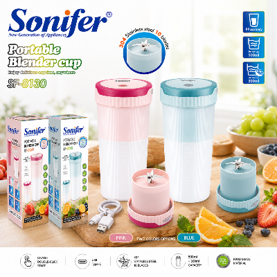 Picture of Sonifer SF-8130 Multi-function Custom Portable Mixer Usb Type-C Blender Cup Ice Portable Mini Cup Juicer for Travel Home Use