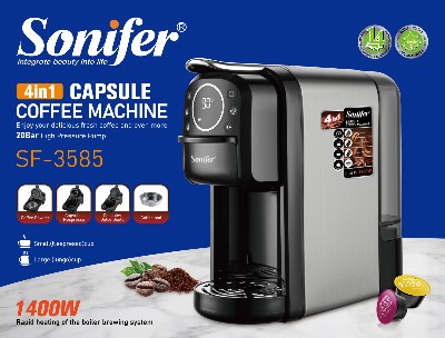 Picture of Sonifer SF – 3585 4 – in – 1 Home Use Espresso Capsule Coffee Machine, 700ml Water Tank, 20 Bar Pressure Capacity, 1400W - Dark Ash