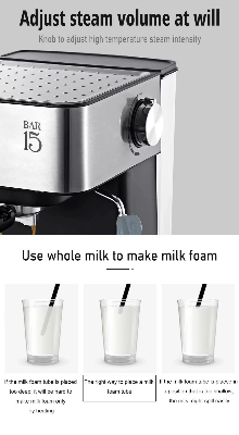 Picture of Sonifer SF-3535 household 15 bar high pressure pump milk frother espresso coffee maker - Silver