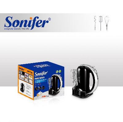Picture of Sonifer SF-7015 multifunctional household 300 watt with base electric hook whisk egg beater 3 in 1 hand mixer set - Black