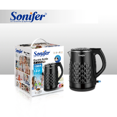 Picture of Sonifer SF-2025-1 Household High Quality 1850W 1.8L Water Stainless Steel 304 Double Layer Automatic Switch Off Electric Kettle - Black
