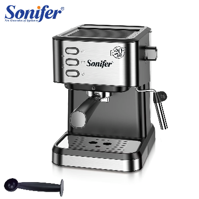 Picture of Sonifer SF-3574 Home Use 220V High Quality 20 bar 1.5L Water Tank Electric Steam Coffee Machine Espresso Coffee Maker - Silver