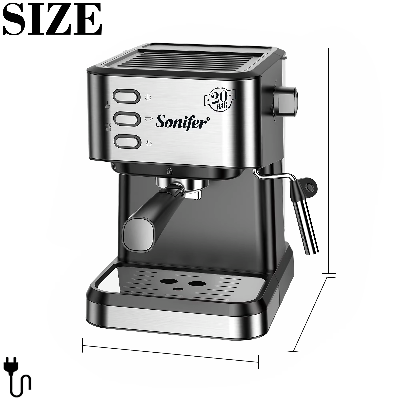 Picture of Sonifer SF-3574 Home Use 220V High Quality 20 bar 1.5L Water Tank Electric Steam Coffee Machine Espresso Coffee Maker - Silver