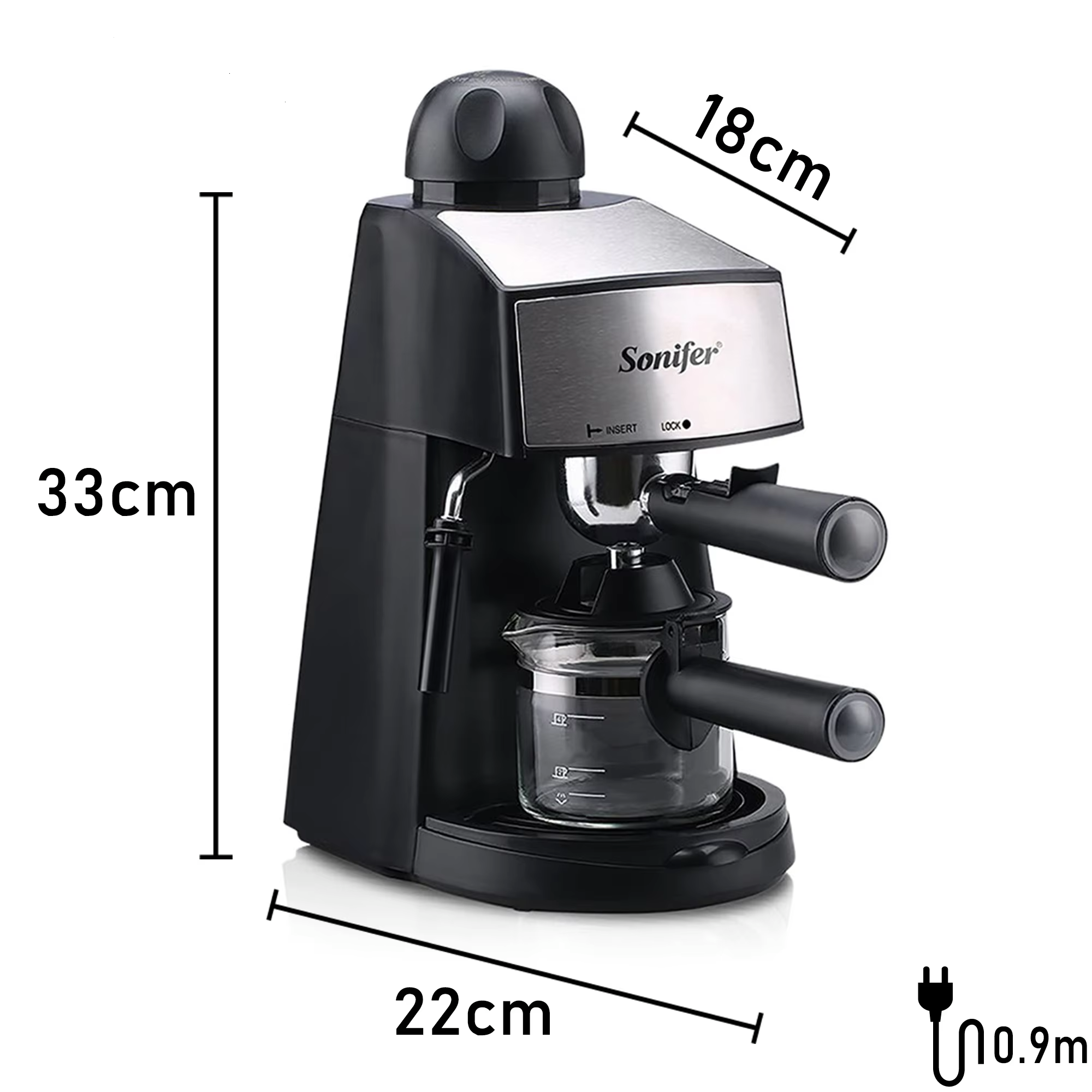 Picture of Sonifer SF-3534 small 3.5 bar pressure 220V home electric espresso coffee maker - Black