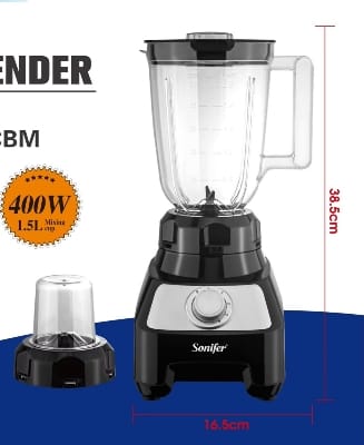 Picture of Sonifer SF-8147 400W Home Kitchen 2 in 1 Multifunctional Mixer Blender High-efficiency Pure Copper Motor Blender - Black