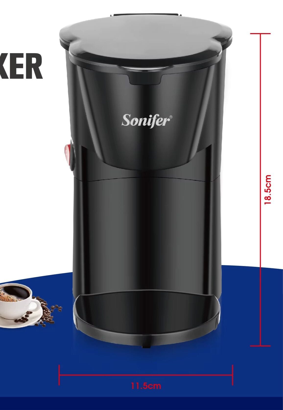 Picture of Sonifer SF – 3593 Drip Coffee Maker, 230ml, Rapid Heat, One – Button Control (no filter included) - Black