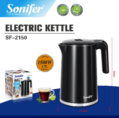 Picture of Sonifer SF – 2150 1.7L Electric Kettle: Stainless, Auto – Off, 360° Base with anti-dry burning protection - Black