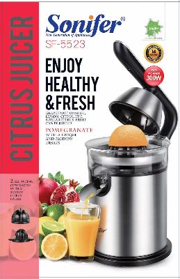 Picture of Sonfier SF-5523 wholesale household hand press lemon orange squeezer electric citrus juicer stainless steel - Silver