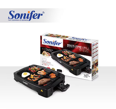 Picture of Sonifer SF-6074 professional for home non-stick coated multi plate cooker inside electric grills & electric griddles - Black