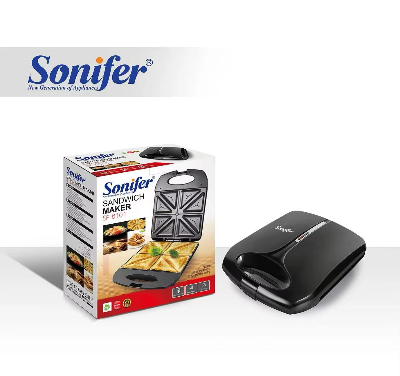 Picture of Sonifer SF-6101 wholesale Non Stick breakfast toaster press 4 slices electric mini triangle sandwich maker - Black